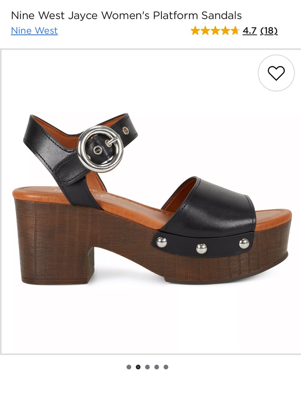 Nine West Black & Brown Platform Sandals with ankle strap & Silver Buckle